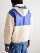 Greg Lauren - Shell and Denim-Trimmed Fleece Hooded Jacket - Neutrals