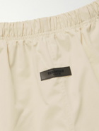 FEAR OF GOD ESSENTIALS - Dock Wide-Leg Logo-Appliquéd Cotton-Blend Drawstring Shorts - Neutrals