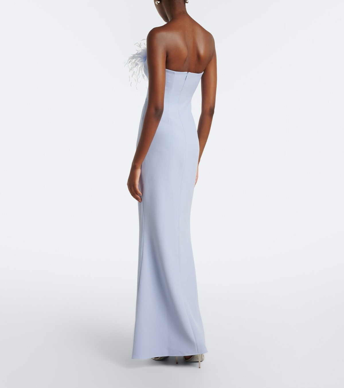 Safiyaa Soshin feather-trimmed crêpe gown