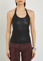 Stouls Cherry Halterneck Stretch-leather top Black