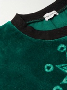 Post-Imperial - Printed Shell-Trimmed Cotton-Velvet Sweatshirt - Green