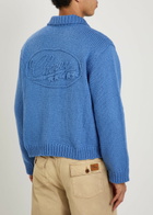 Cherry Los Angeles 5 Star Logo-intarsia Cotton Cardigan Blue