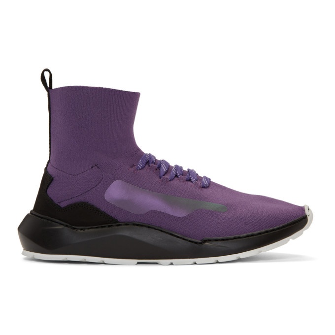 Photo: Filling Pieces Purple Mid Knit Arch Runner Sneakers