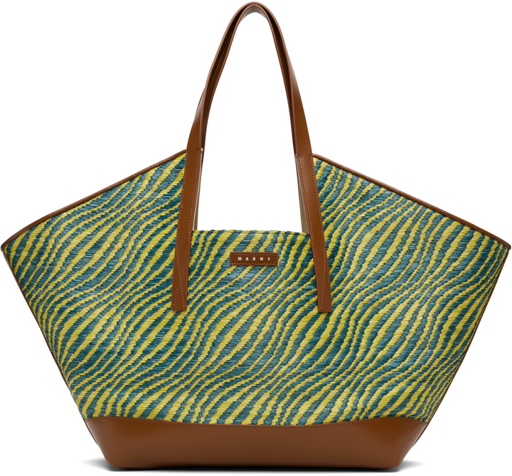 Photo: Marni Green & Blue Raffia-Effect Waves Tote