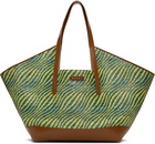 Marni Green & Blue Raffia-Effect Waves Tote