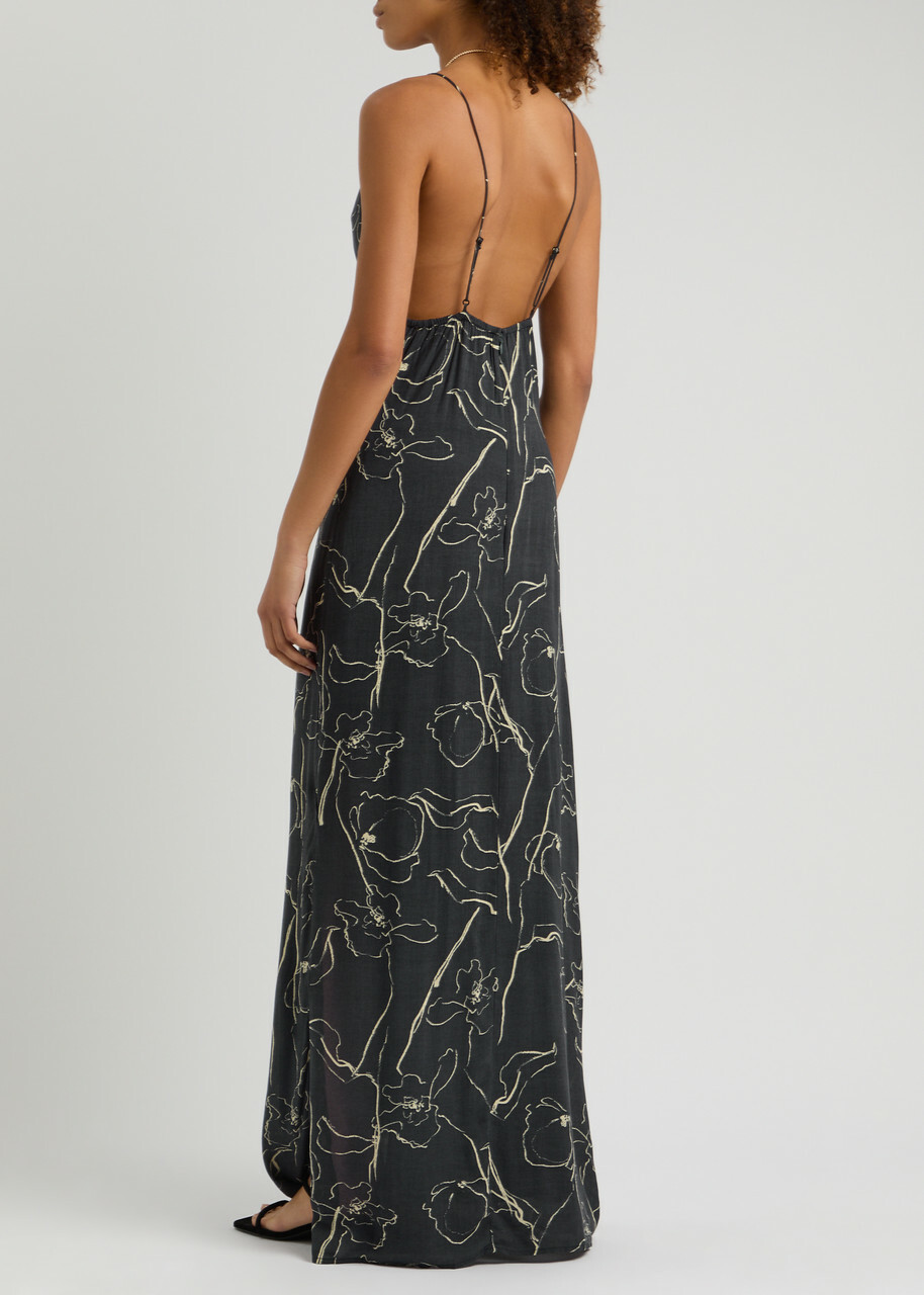 Faithfull The Brand Aurelié Printed Woven Maxi Dress Navy