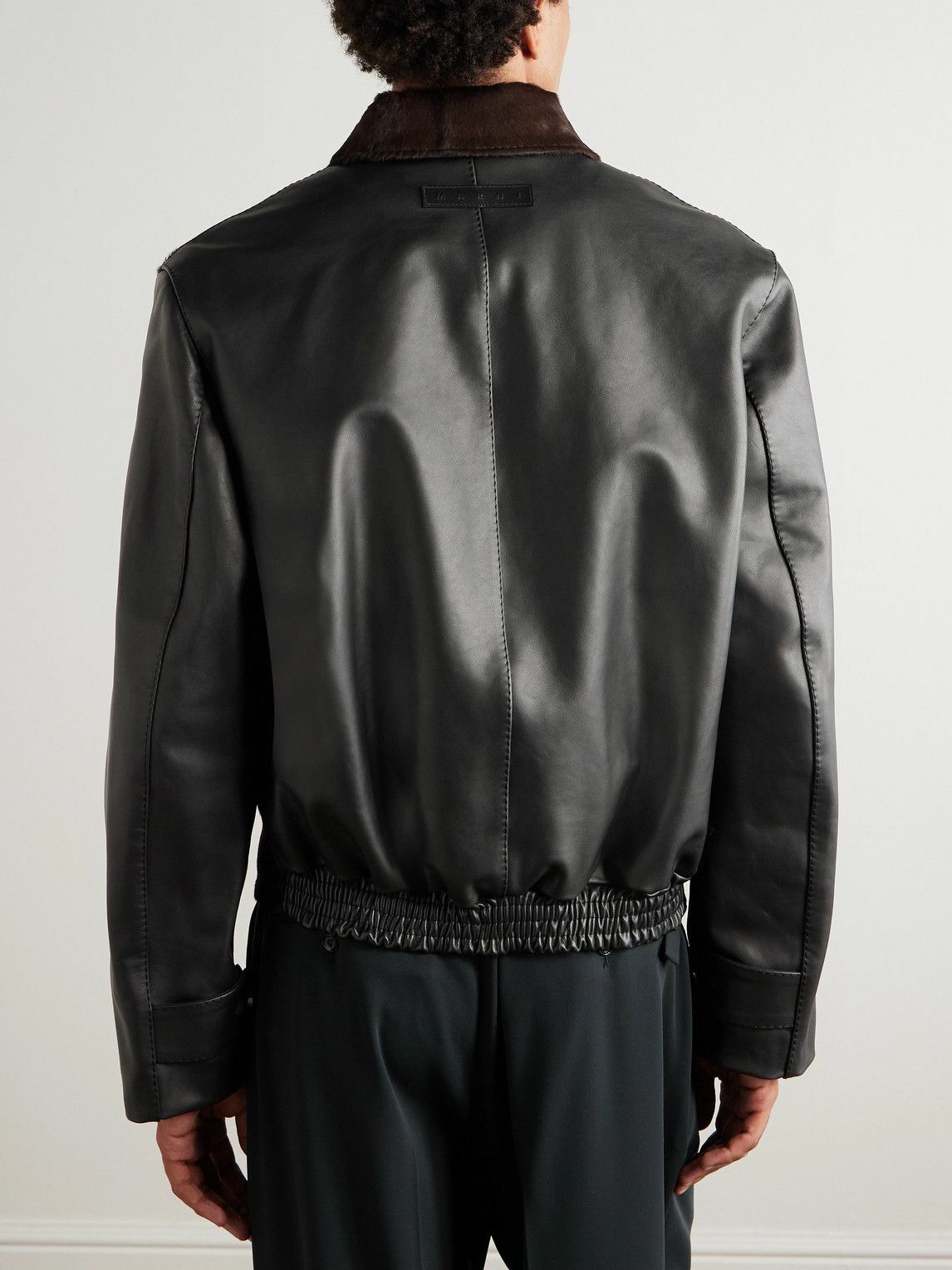 Marni - Leather-Trimmed Calf Hair Jacket - Black