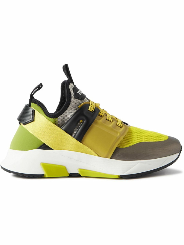 Photo: TOM FORD - Jago Scuba, Mesh and Leather Sneakers - Yellow