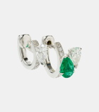 Repossi Serti Sur Vide 18kt white gold single earring with diamonds and emerald