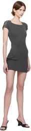 Isa Boulder Gray Knitted Shoulder Minidress