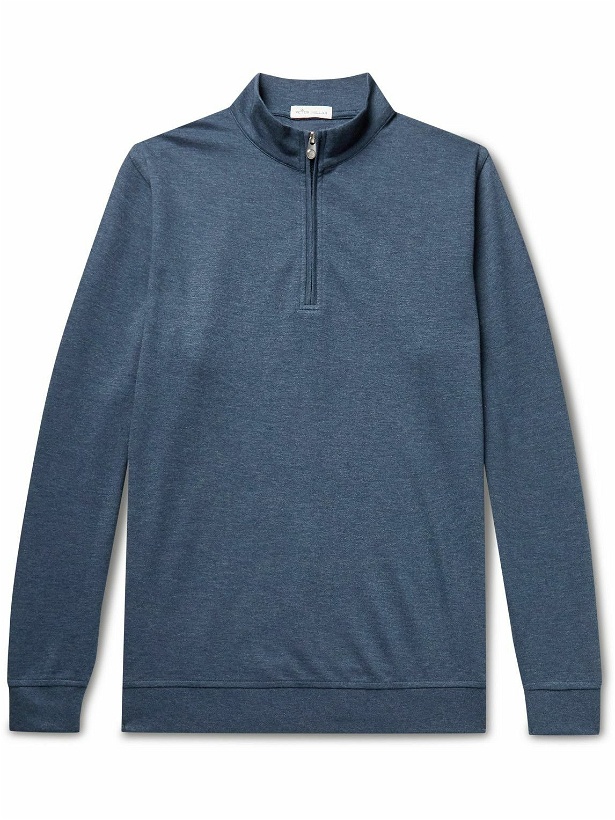 Photo: Peter Millar - Crown Stretch Cotton and Modal-Blend Half-Zip Sweatshirt - Blue