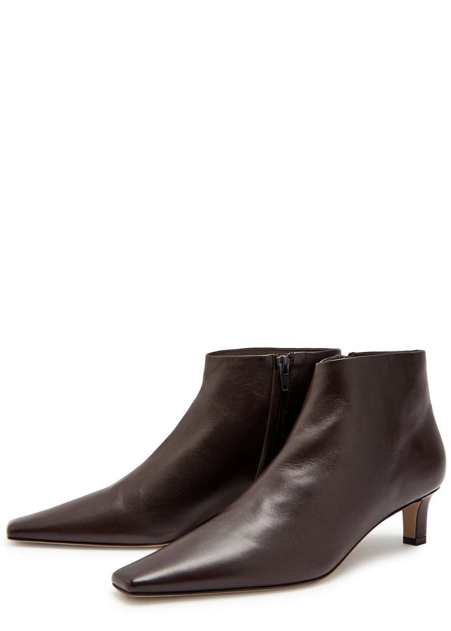 The Row Carla 45 Leather Ankle Boots Brown