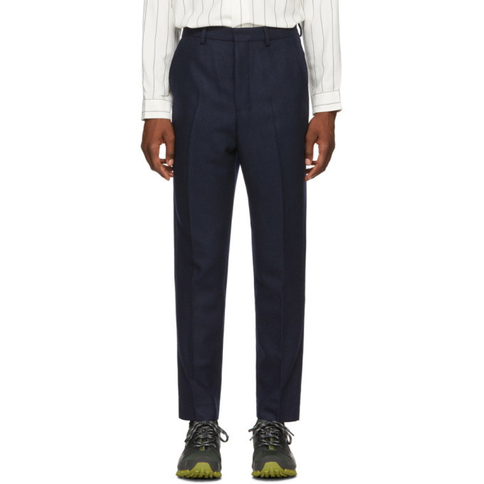 Photo: AMI Alexandre Mattiussi Navy Wool Carrot Trousers