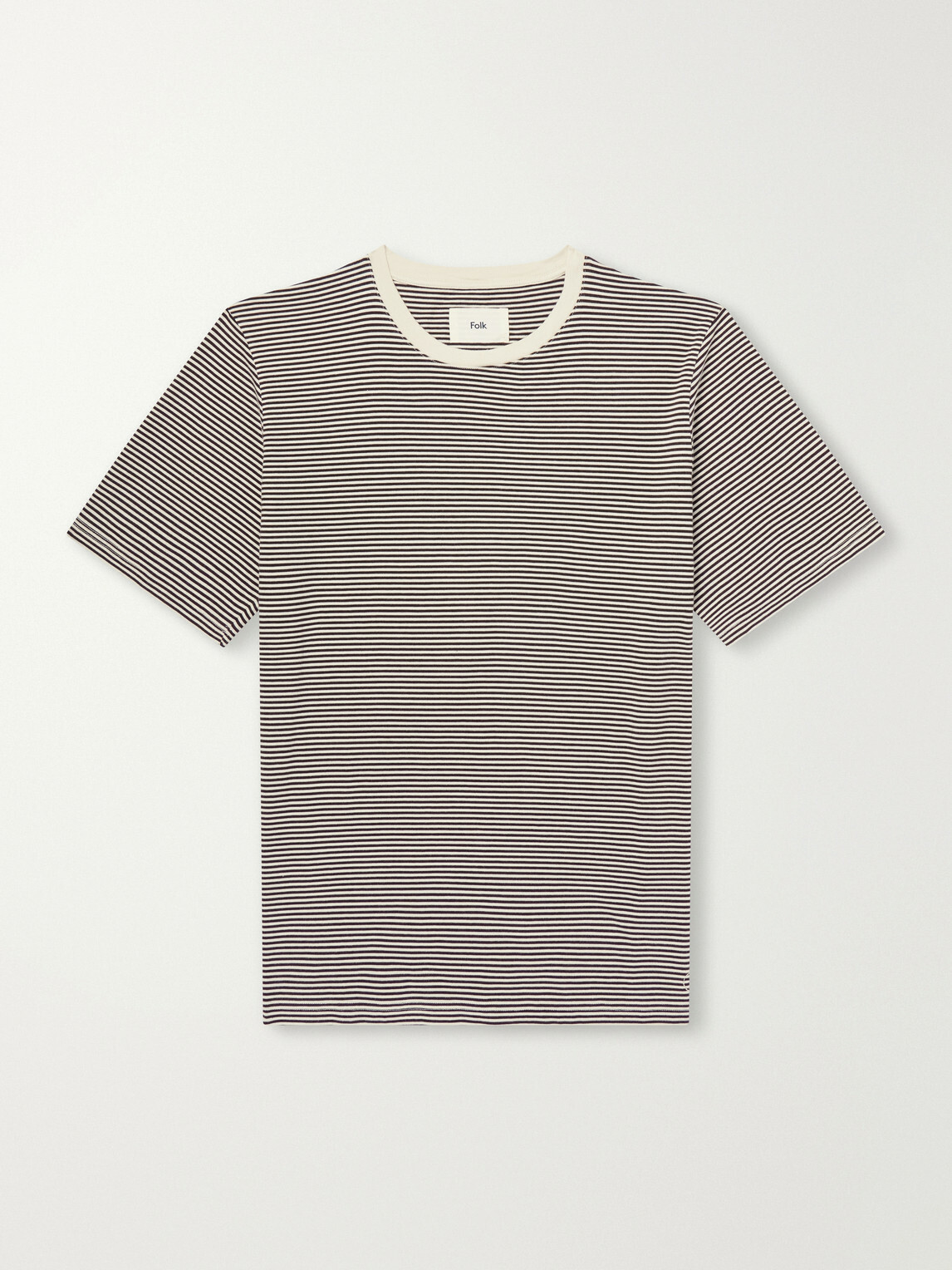 Folk - Striped Cotton-Jersey T-Shirt - Brown