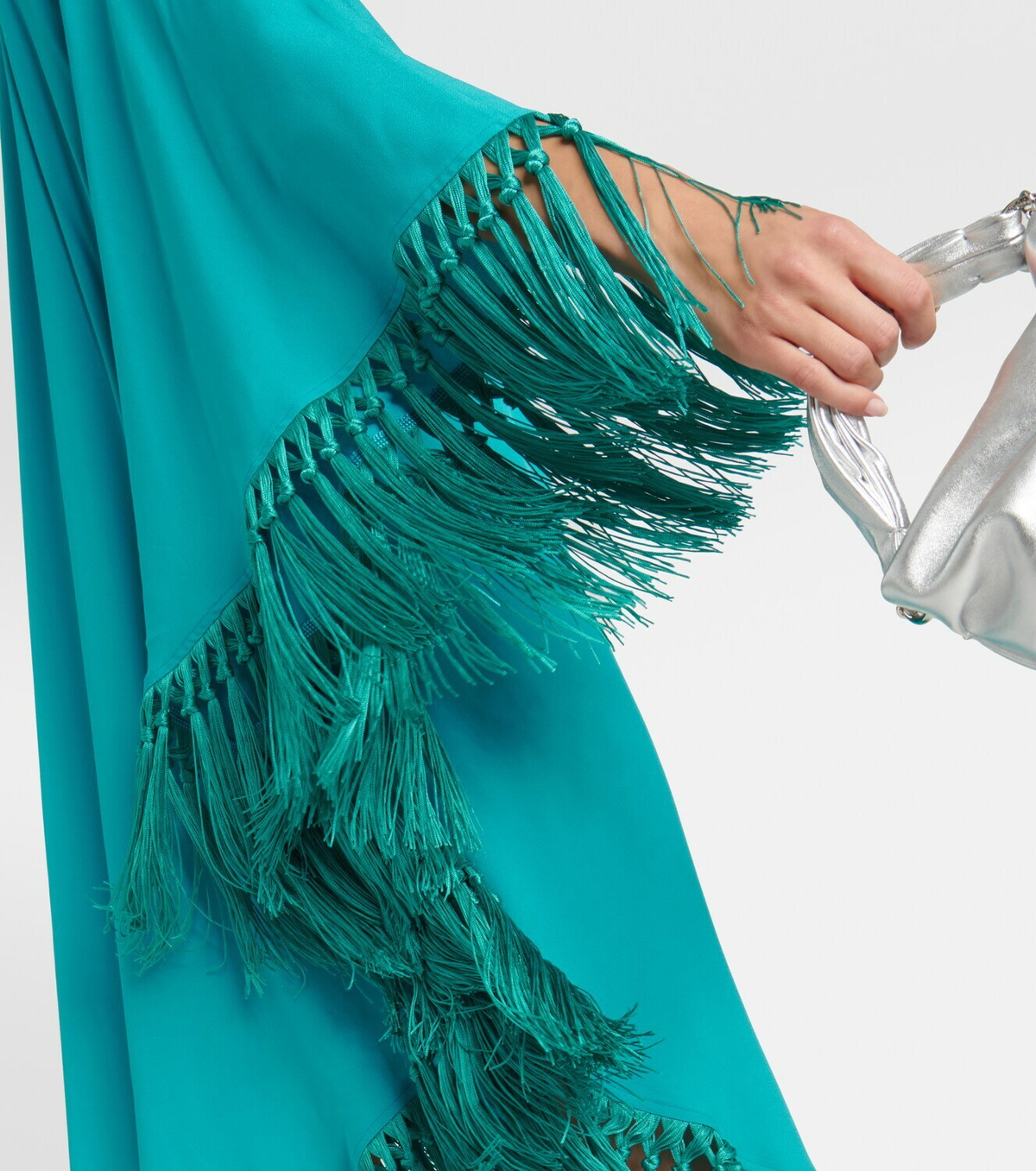 Fringed cutout crÃªpe kaftan