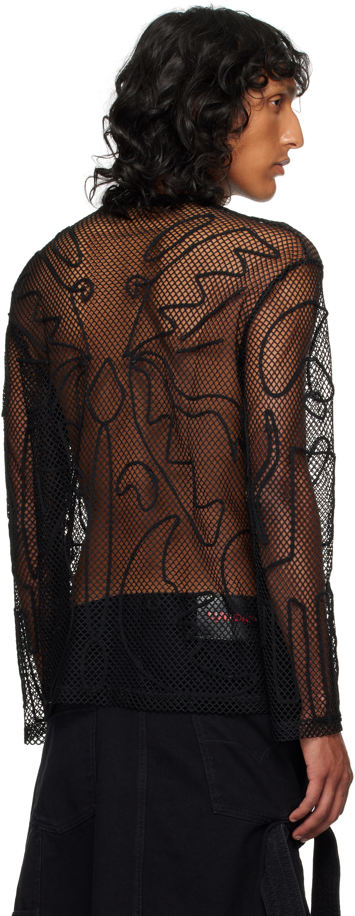 Charles Jeffrey LOVERBOY SSENSE Exclusive Black Graphic Net Long