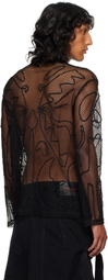 Charles Jeffrey LOVERBOY SSENSE Exclusive Black Graphic Net Long Sleeve T-shirt