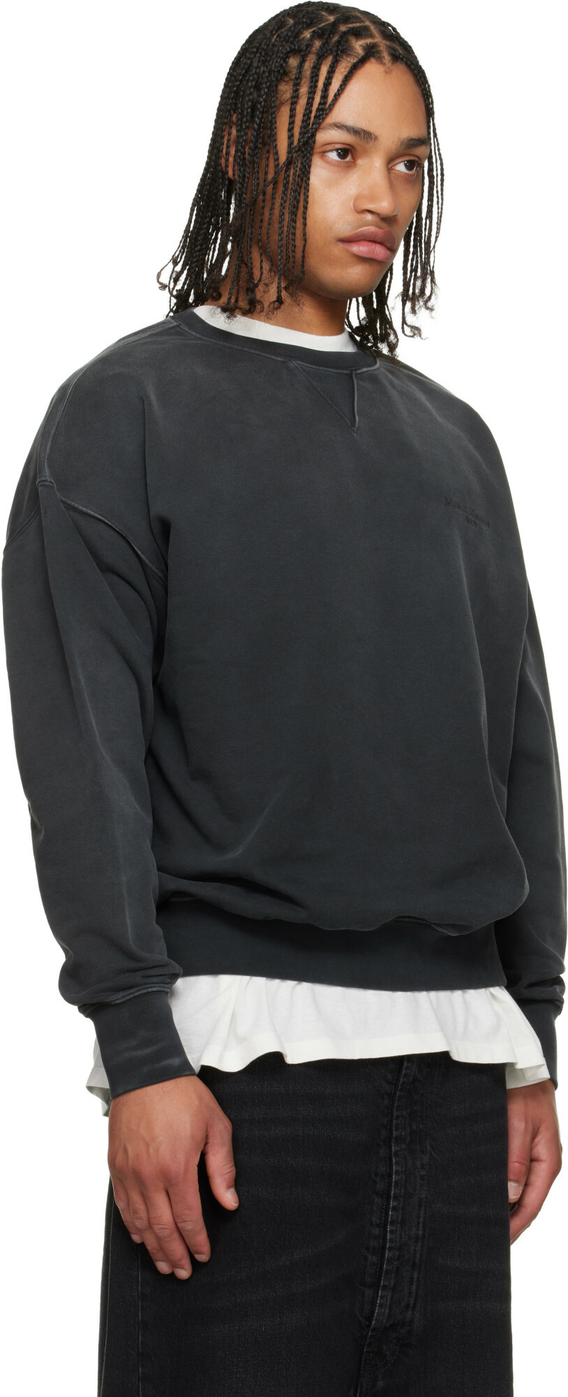 Maison Margiela Black Embroidered Logo Sweatshirt