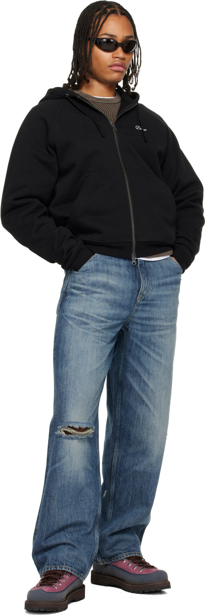 Dime Black Cursive Small Logo Zip Hoodie
