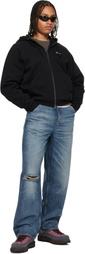 Dime Black Cursive Small Logo Zip Hoodie