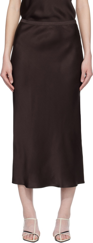 Photo: ANINE BING Brown Bar Silk Midi Skirt