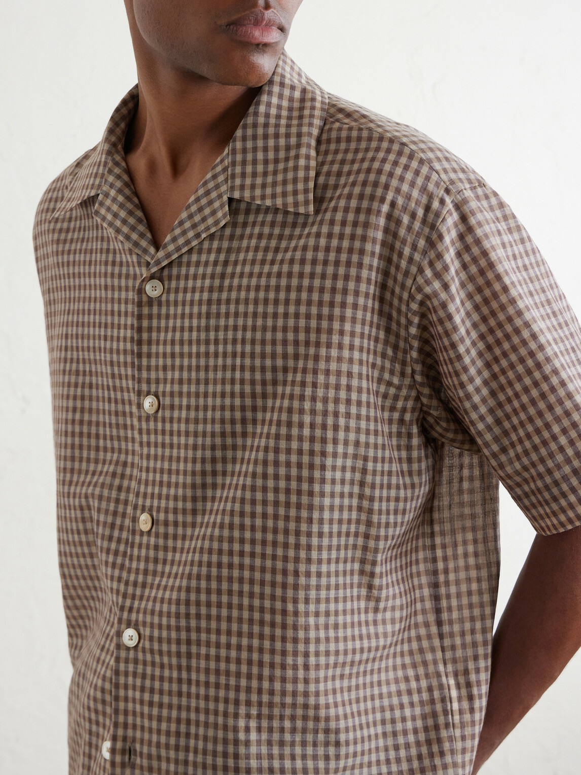 Auralee - Camp-Collar Checked Cotton Shirt - Brown