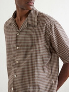 Auralee - Camp-Collar Checked Cotton Shirt - Brown