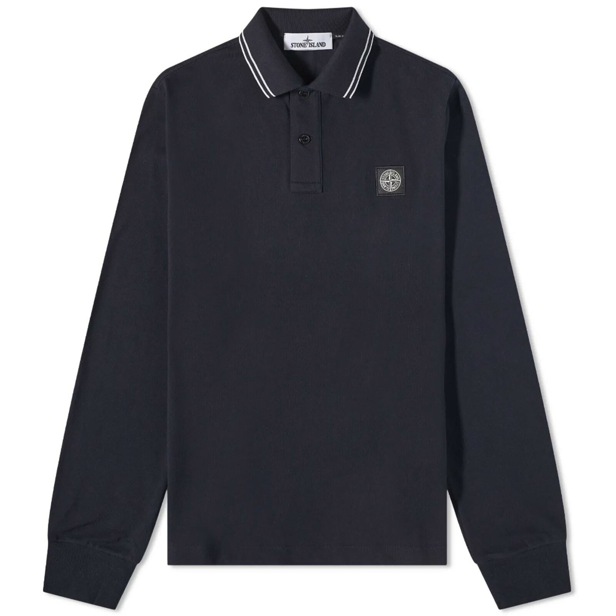 Stone Island Men's Long Sleeve Patch Polo Shirt in Navy Stone Island