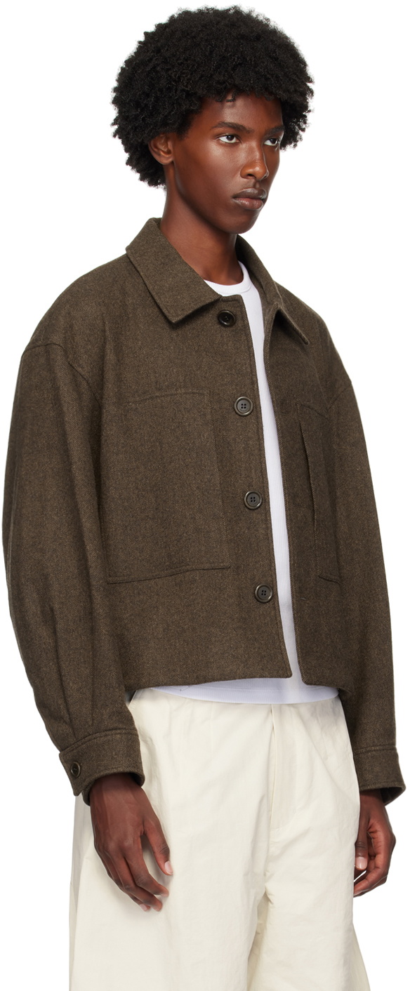 AMOMENTO Brown Padded Crop Jacket AMOMENTO