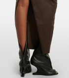 Rick Owens Dirt Pillar leather and cotton midi skirt