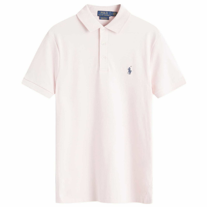 Photo: Polo Ralph Lauren Men's Textured Mesh Polo Shirt in Hint Of Pink