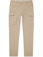 Brunello Cucinelli - Straight-Leg Herringbone Cotton-Blend Cargo Trousers - Brown