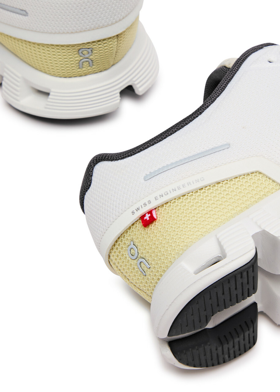 ON Cloud 5 Push Panelled Mesh-knit Sneakers Cream