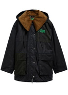 Barbour X Ganni Hooded Waxed Cotton Jacket Navy