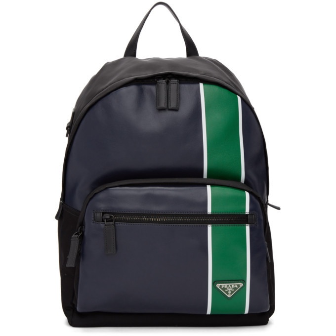 Photo: Prada Navy and Green Leather Backpack