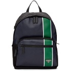 Prada Navy and Green Leather Backpack