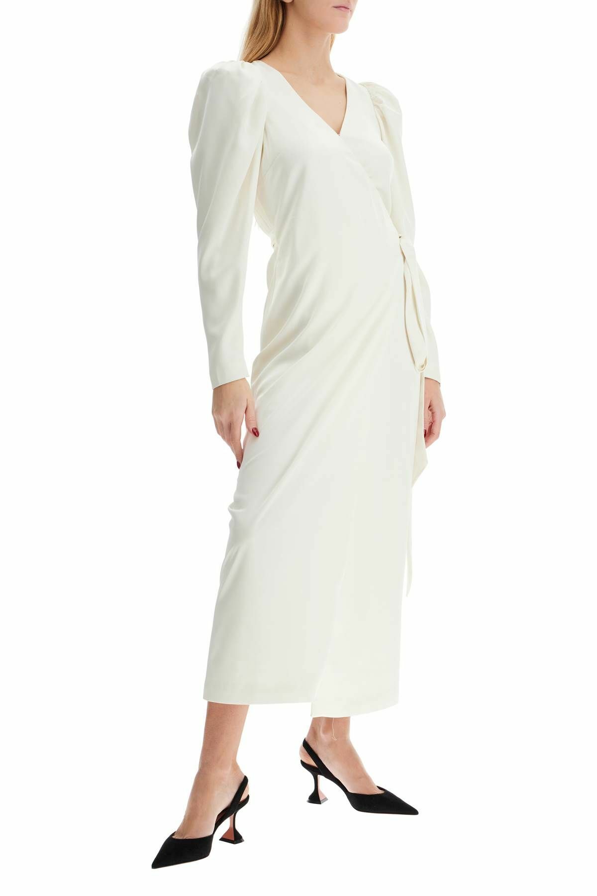 ROTATE wrap midi dress with a wrap White