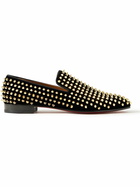 Christian Louboutin - Dandelion Studded Grosgrain-Trimmed Velvet Loafers - Black