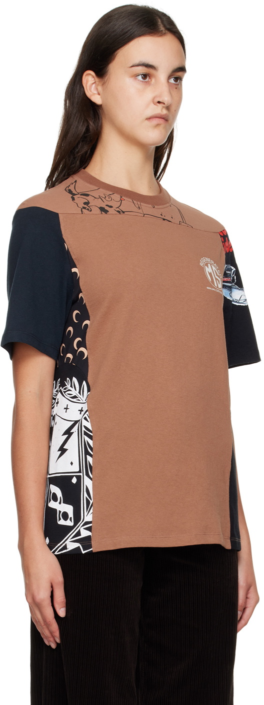 Marine Serre Brown & Black Patchwork T-Shirt Marine Serre