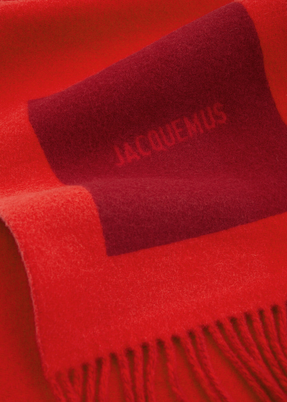 Jacquemus L'echarpe Rond Carre Logo-intarsia Scarf - Red