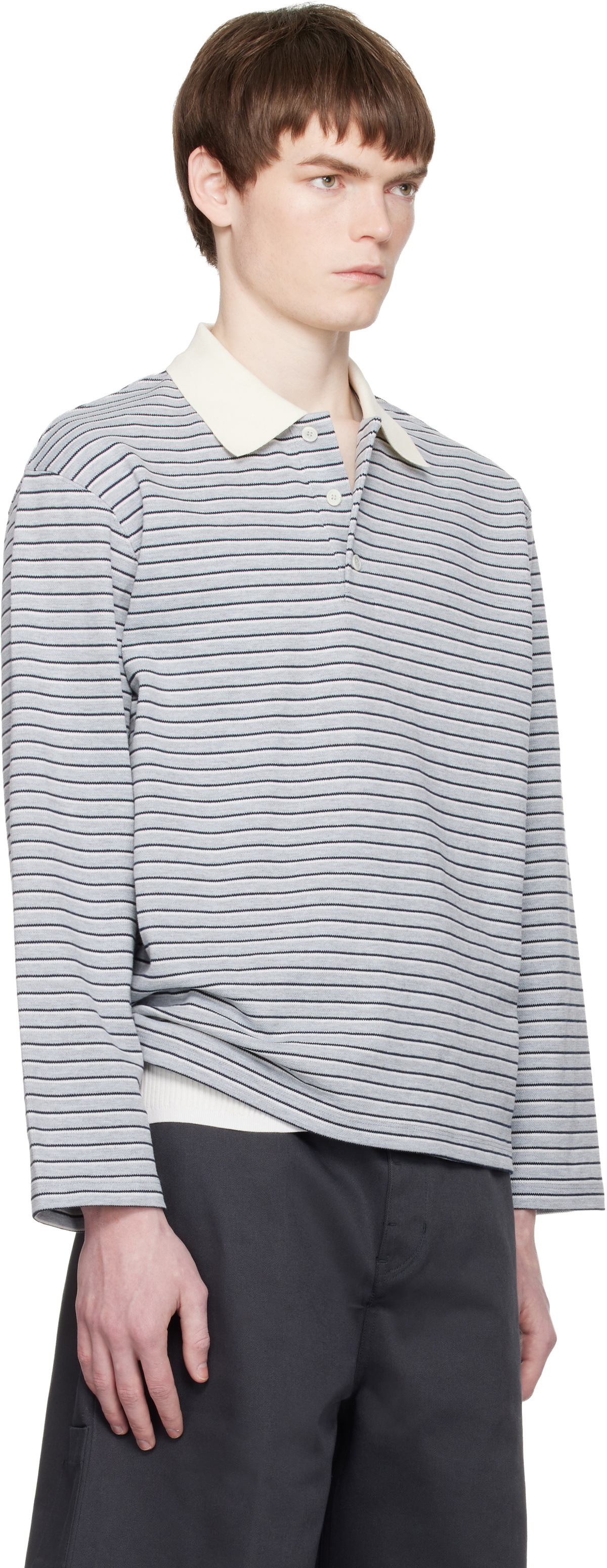 COOR Gray Multi-Stripe Pique Polo
