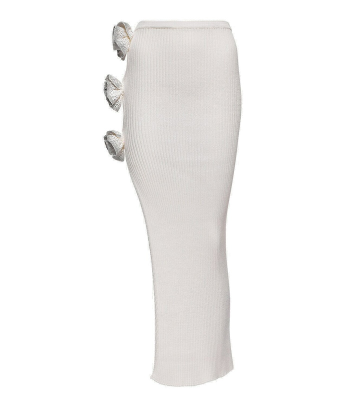 Photo: Giuseppe di Morabito Embellished ribbed-knit midi skirt
