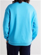 Ninety Percent - Logo-Embroidered Organic Cotton-Jersey Sweatshirt - Blue