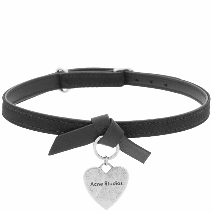Photo: Acne Studios Women's Leather Heart Choker Necklace in Black