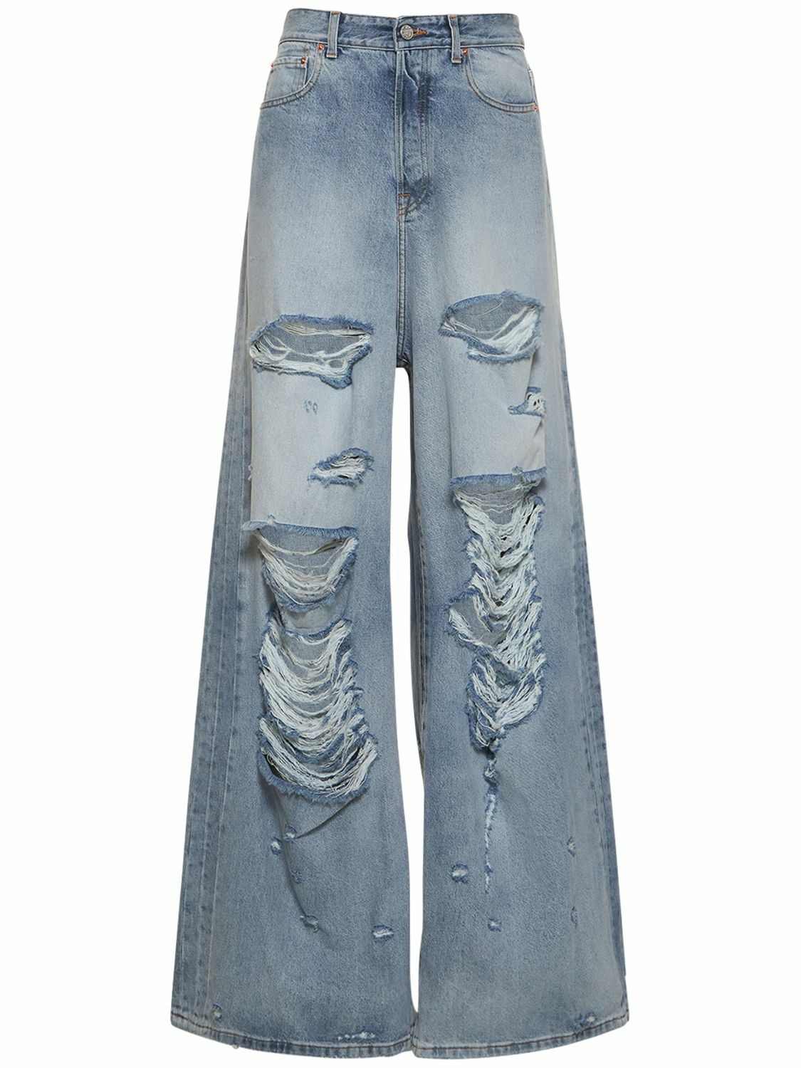 VETEMENTS - Destroyed Baggy Cotton Denim Jeans Vetements
