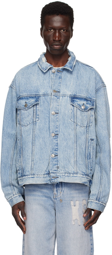 Photo: Ksubi Blue Oh G Acid Trip Trash Denim Jacket