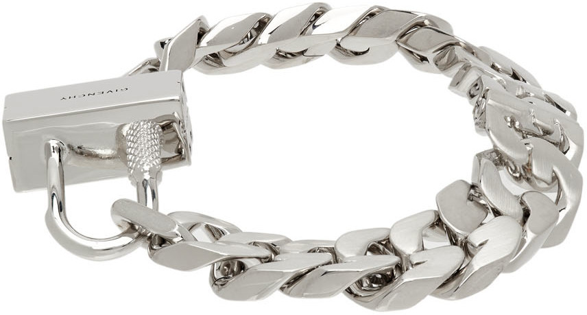 Givenchy Silver G Chain Lock Bracelet