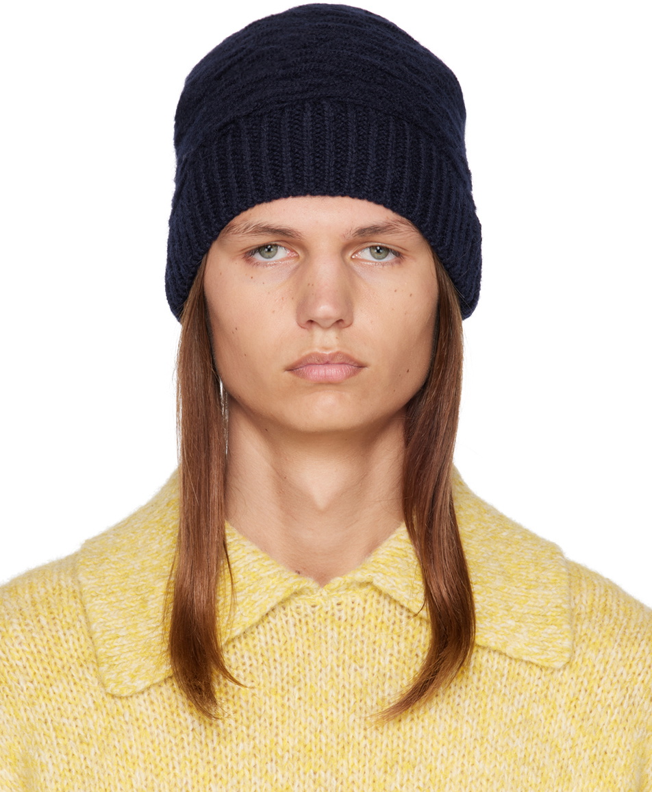 Dries Van Noten Navy Loop Beanie Dries Van Noten