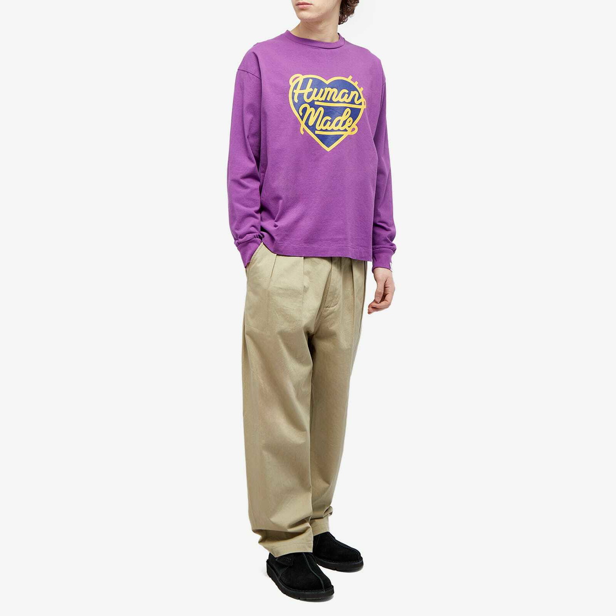 Human Made ロングスリーブTシャツ 紫 Human Made Men's Long Sleeve Heart T-Shirt in Purple Human Made