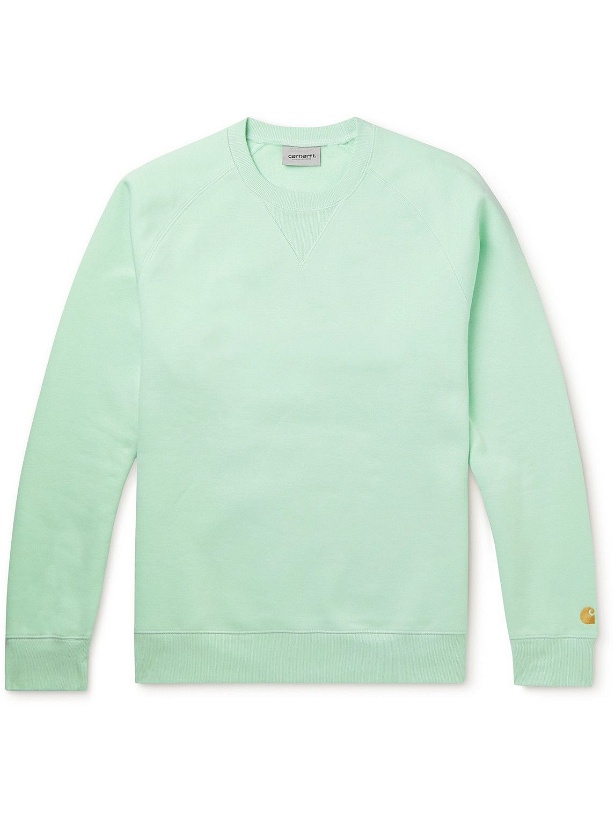 Photo: Carhartt WIP - Chase Logo-Embroidered Cotton-Blend Jersey Sweatshirt - Green